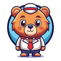 a cartoon bear wearing a tie and a uniform on a white background vector