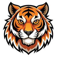 a tiger head with a big, angry on a white background vector