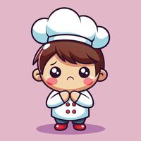 cartoon chef boy with sad face on a white background vector