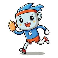 a cartoon character running with a mug vector