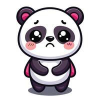 a cartoon panda bear with a sad expression on a white background vector