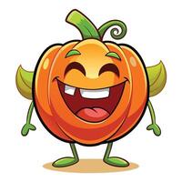 a cartoon pumpkin with wings and a smile vector