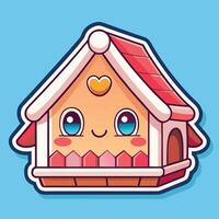 a cute gingerbread house with a heart on the roof vector