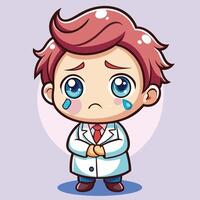doctor crying on a white background on a white background vector