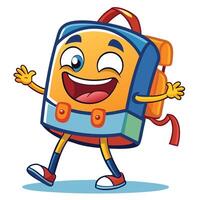 school bag character illustration on a white background vector