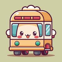 a cartoon bus with a smiley face and vector