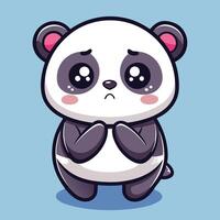 a cartoon panda bear with sad eyes on a white background vector