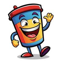 drink cup mascot character waving and smiling vector