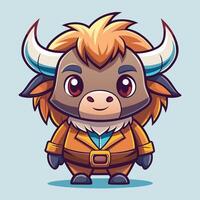 cartoon character of a buffalo in a suit on a white background vector