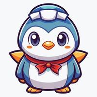penguin in a sailor hat on a white background vector