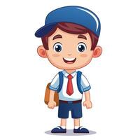 school boy with backpack and cap illustrationon a white background vector