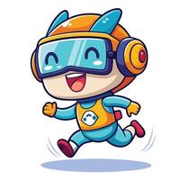 a cartoon character running with headphones on vector