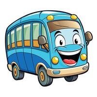 cartoon bus with happy face illustration on a white background vector