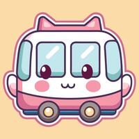 a cute little bus with eyes and a smile vector