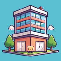 a cartoon building with a cat in front of it vector