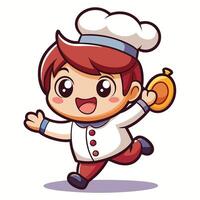 cartoon chef running with a plate vector