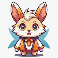 a cartoon rabbit wearing on a white background vector
