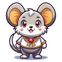 a cartoon mouse wearing a tie and holding a bow on a white background vector