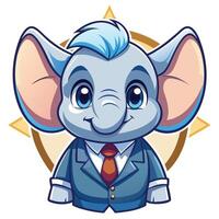 an elephant wearing a suit and tie on a white background vector