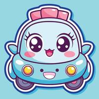 cartoon car with eyes and on a white background vector