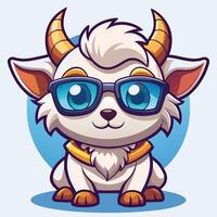 cartoon goat wearing and horns on a white background vector
