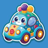 a cute car with a colorful design on it vector