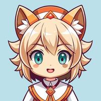 a cartoon character with long hair and a cat ears vector
