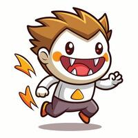 a cartoon character running with a lightning bolt on his head vector