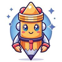 a cartoon pencil character with a smile on his face on a white background vector