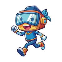 a cartoon character running with goggles on on a white background vector