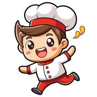 cartoon chef running with a smile on a white background vector