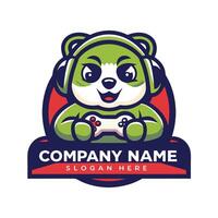 a cartoon bear playing games with a controller on a white background vector