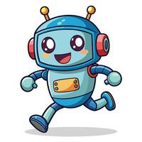 cute robot running cartoonon a white background vector