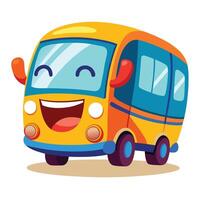 a cartoon bus with a happy face on a white background vector