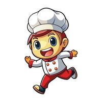 cartoon chef running, illustration on a white background vector