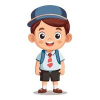 a cartoon boy in school uniform vector