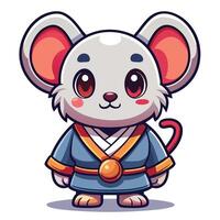 a cartoon mouse in a kimono on a white background vector