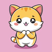 a cartoon cat with its hands folded vector