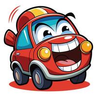 cartoon car with happy face illustration on a white background vector