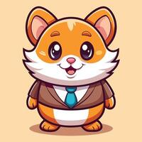 cartoon corgi in a suit and tie vector
