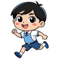 a cartoon boy running in school uniform on a white background vector