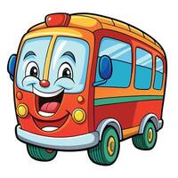 cartoon bus with smiling face illustration on a white background vector