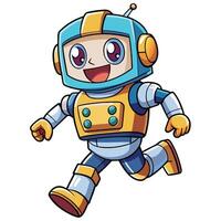 cartoon robot running n on a white background vector
