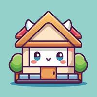 a cartoon house with horns and e vector