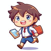 a cartoon boy with a book and a folder vector