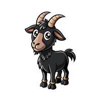 a cartoon goat with horns and a long tail vector