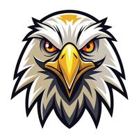 an eagle head with a red beak and yellow eyes on a white background vector