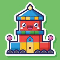 a sticker of a colorful building with a vector