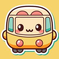 a cute bus with a smiley face on it on a white background vector
