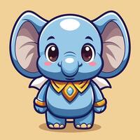 cartoon elephant with wings and a gold collar vector